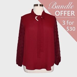 Shein Curve Elegant Burgundy Women's Blouse